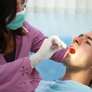 Root canal treatment being carried out