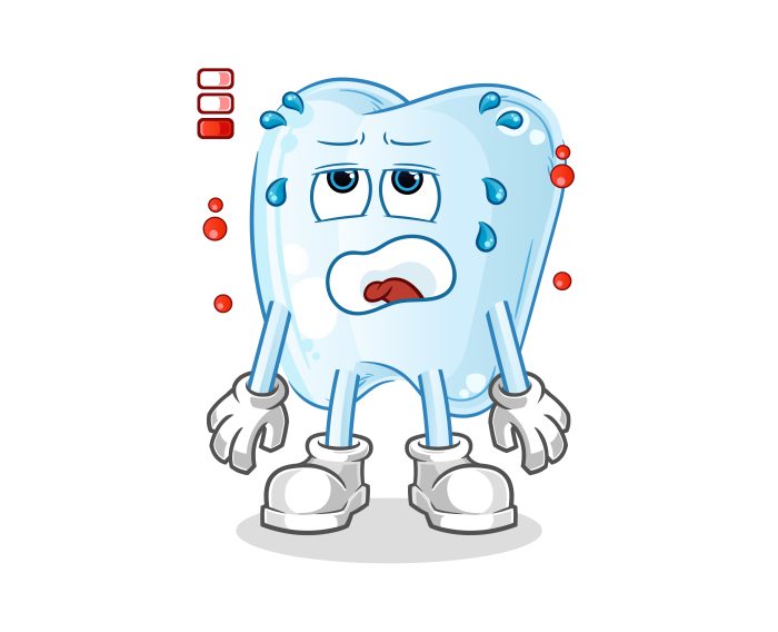Applying pressure with gauze to stop bleeding gums