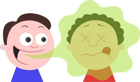 Tongue cleaning and flossing to get rid of bad breath