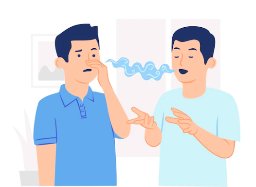 Causes of bad breath: tongue coating, plaque and gum disease