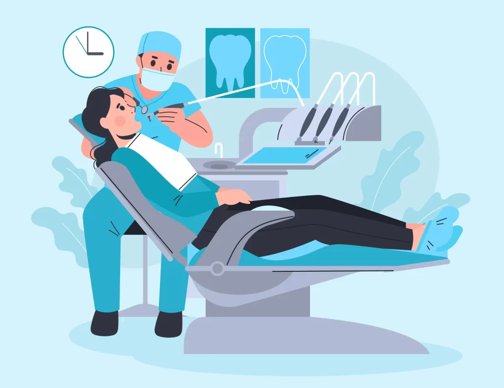 An endodontist carrying out root canal treatment