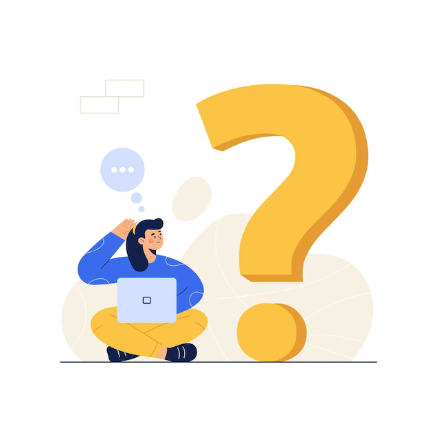 Illustration of a person researching zirconia crowns next to a large question mark