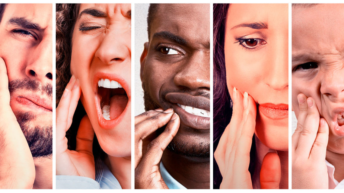 Facial expressions of people of different ages and genders with toothache