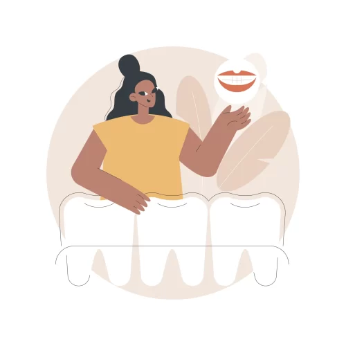 Illustration of teeth and a patient showing how clenching complaints are managed